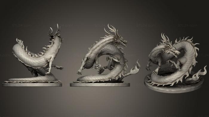 Статуэтки животных (Азиатская Скульптура Дракона, STKJ_0712) 3D модель для ЧПУ станка